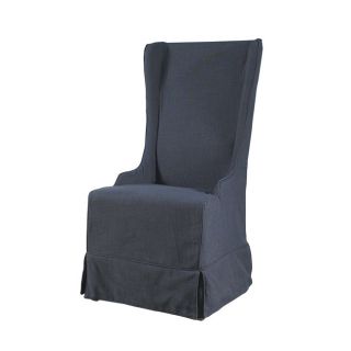 Atlantic Beach Charcoal Linen Wing Dining Chair