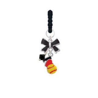 I love Softball   Red Heart Black Emma Bow Phone Candy Charm Cell Phones & Accessories