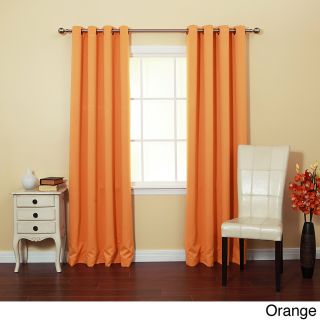 None Grommet Top Thermal Insulated 84 inch Blackout Curtain Panel Pair Orange Size 52 x 84