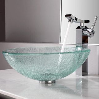 Kraus Bathroom Combo Set Broken Glass Vessel Sink And Unicus Faucet