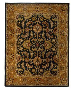 Handmade Heritage Kashan Dark Green/ Gold Wool Rug (96 X 136)