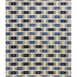 Hand tufted White/blue Mandara New Zealand Wool Rug (79 X 106)