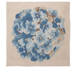 HomeReflections Handmade 3x3 Square Hydrangea Print Accent Rug —
