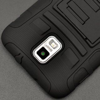 Black Armor Case Holster Combo Rubberized Cover Hard Plastic Case for Samsung GALAXY S 2 II Skyrocket i727 AT&T + Lovelykaren Premium Clear Film Screen Protector Cell Phones & Accessories