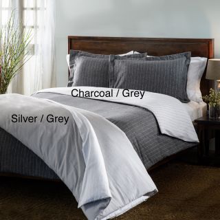 Luxury German Flannel Striped Reversible 3 piece Duvet Cover Set