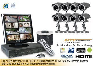 (FREE 16 Channel DVR Upgrade & LCD Monitor) "PRO SERIES" 8 Camera Complete Indoor/Outdoor Color Sony Super HAD CCD 420 Lines Indoor/Outdoor IR Bullet Security Camera System with H.264 DVR, HDMI High Definition, Internet (IE, MAC) and Cell Pho