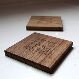 bold letter square chunky wood coasters by made lovingly made