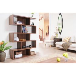 Furniture Of America Karrise Walnut Display Shelf/ Bookcase/ Room Divider
