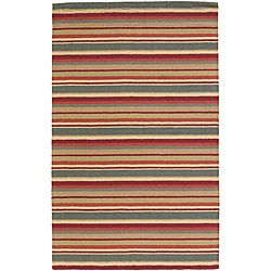 Hand tufted Mandara New Zealand Wool Striped Rug (7 X 10)