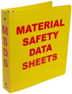 Brady 2023 1 1/2" Diameter Rings, Polyethylene, Red On Yellow Color Standard MSDS Binder, Legend "Material Safety Data Sheets" Science Lab Supplies