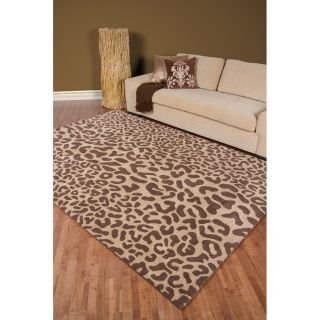 Hand tufted Brown Leopard Whimsy Brown Animal Print Wool Rug (8 X 11)