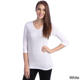 24/7 Comfort Apparel 24/7 Comfort Apparel Womens Reversible 3/4 sleeve Top White Size S (4  6)