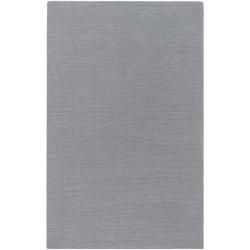 Hand crafted Solid Grey/blue Ridges Wool Rug (76 X 96)