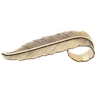 handmade brass feather ring by charlotte's web