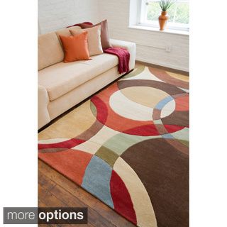 Hand tufted Contemporary Multi Colored Circles Mayflower Wool Geometric Rug