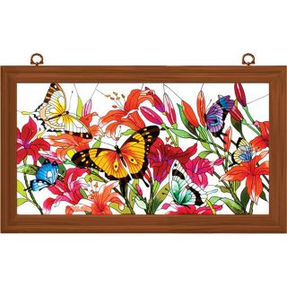Hand painted Butterflies/ Lilies Framed Art Panel