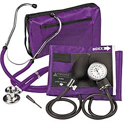 Purple Adjustable Aneroid Sphygmomanometer With Sprague Stethoscope Adult Kit