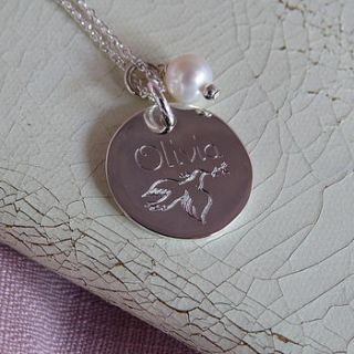 personalised sterling silver dove and pearl necklace by hurley burley