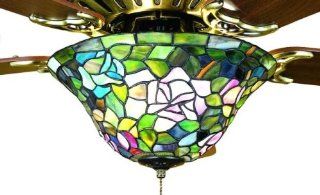 Rosebush Tiffany Stained Glass Ceiling Fan Light Kit 12 Inches W    