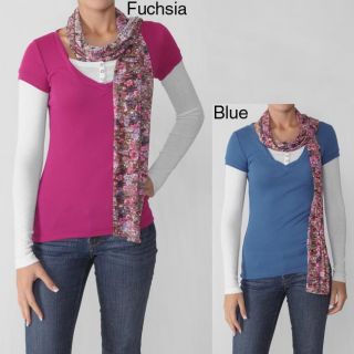 Love Always Love Always Juniors Long sleeve Scoop neck Shirt/scarf Set Pink Size M (5  7)