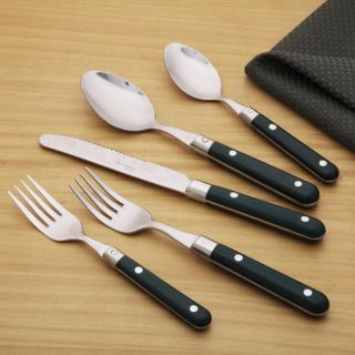 Ginkgo Le Prix 20 piece Hunter Green Flatware Set