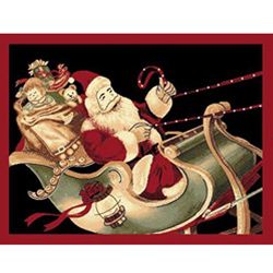 Santa On His Sleigh Christmas Novelty Rug (3 X 5)