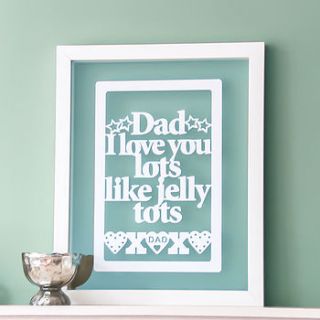 papercut 'dad i love you lots' wall art by ant design gifts