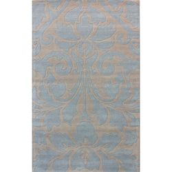 Nuloom Handmade Neutrals And Textures Damask Blue Wool Rug (8 X 10)