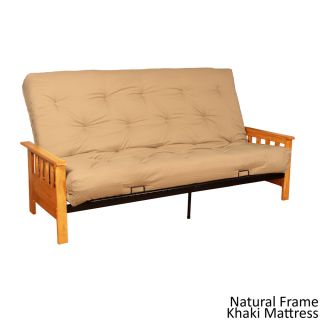 Epicfurnishings Provo Queen size Mission style Frame Cotton Foam Futon Set Tan Size Full