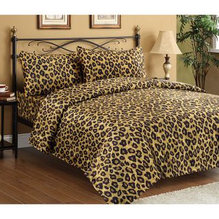 Uhf Satin King size Leopard Sheet Set Brown Size King