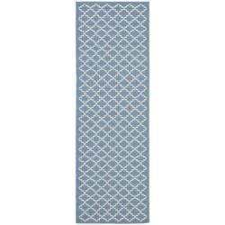 Blue/beige Indoor outdoor Diamond print Rug (24 X 67)