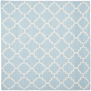 Moroccan Light Blue/ivory Dhurrie Wool Geometric Rug (6 Square)