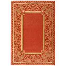 Indoor/ Outdoor Abaco Red/ Natural Rug (53 X 77)