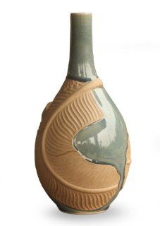 Celadon ceramic vase, 'Banana Embrace'   Decorative Vases