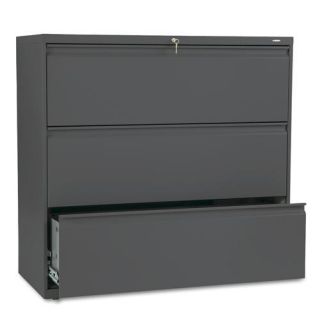 Hon 800 Series 42 inch wide 3 drawer Lateral File Cabinet In Charcoal