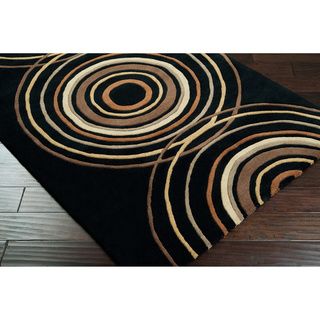 Hand tufted Black Contemporary Circles Vasily Wool Geometric Rug (4 X 6)