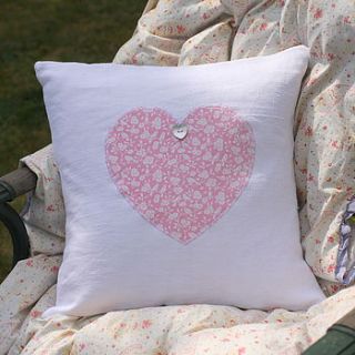 vintage french linen love birds cushion by magpie living