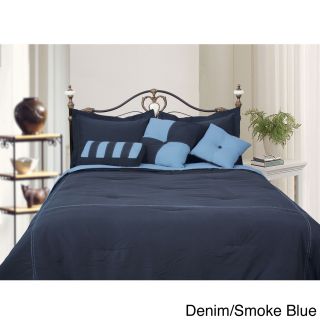 Lcm Home Fashions, Inc. Microfiber Reversible 4 piece Comforter Set Blue Size California King