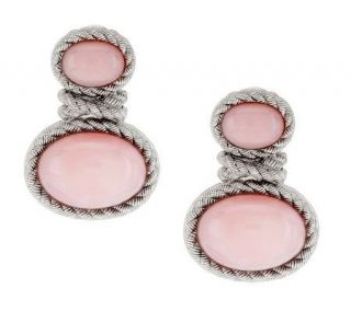 Judith Ripka Sterling Pink Opal Textured Earrings —