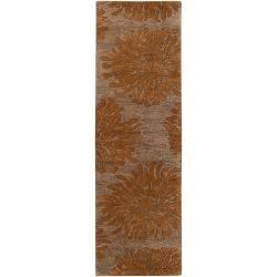Hand tufted Contemporary Tan/orange Vaza New Zealand Wool Abstract Rug (26 X 8)