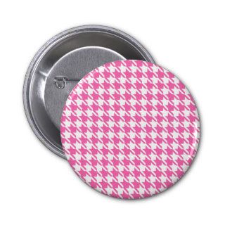 Houndstooth Checks Pattern in Pink and White Button