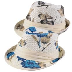 Journee Collection Womens Flower Print Straw Fedora Hat