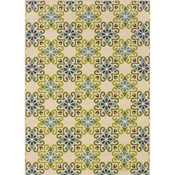 Floral Ivory/blue Outdoor Area Rug (53 X 76)
