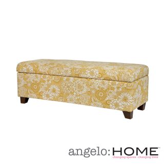 Angelohome Kent Vintage Sun washed Floral Tan Wall Hugger Trunk Storage Ottoman