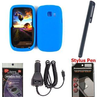 Blue Silicone Gel Cover Combo Pack for Huawei Pinnacle 2 M636 with Car Charger, ScreenGuard Brand 2 Pack Screen Protectors, Stylus Pen and Radiation Shield. Cell Phones & Accessories