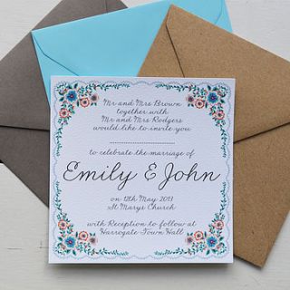 personalised summer wedding invitation set by lucy says i do