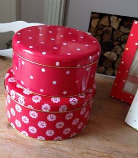 red ditsy set two tins by the hiding place