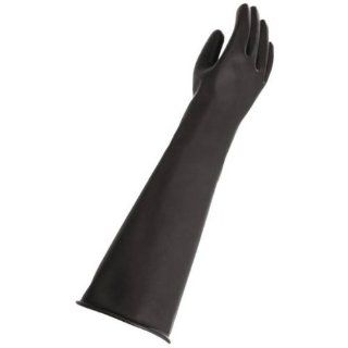 MAPA Trident 287 Natural Latex Glove, Chemical Resistant, 0.035" Thickness, 23" Length, Size 9, Black Chemical Resistant Safety Gloves