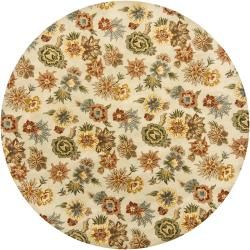 Hand tufted Mandara Floral Ivory Wool Area Rug (79 Round)