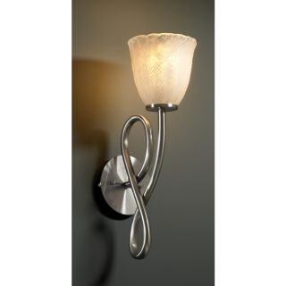 1 light Rippled Rim Whitewash Tulip Brushed Nickel Wall Sconce